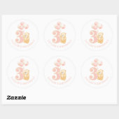 Schattig roze 3 jaar oud Verjaardag Ronde Sticker (Vel)