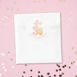 Schattig roze 3 jaar oud Verjaardag Ronde Sticker