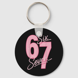 Schattig Roze 67 Zes Zeven Grappig Meme Vrouwen Me Sleutelhanger