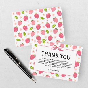 Schattig Roze Aardbei Meisjes Verjaardag Bedankt