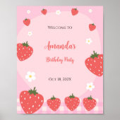 Schattig roze aardbei Verjaardag Poster (Voorkant)