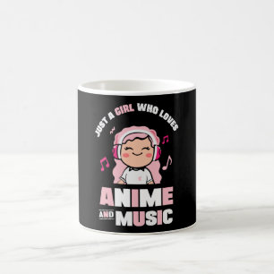 Schattig Roze Anime Meisje   voor Anime & Muziek L Koffiemok