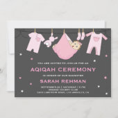 Schattig roze baby meisje Aqiqah Kaart (Voorkant)