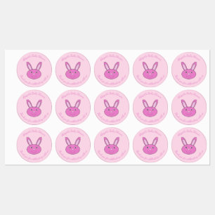 Schattig Roze Baby Meisje Konijn Gezicht Lente Pas Labels