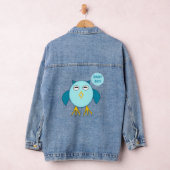 Schattig roze baby meisje uil geslacht onthullen denim jacket (Hangar)