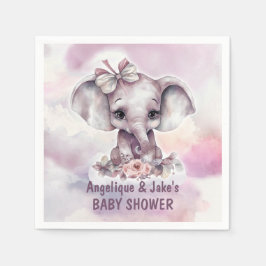 Schattig roze Baby olifant meisje Baby shower Servet