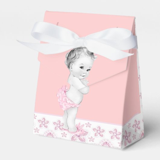 Schattig Roze Baby shower Favor Boxes Bedankdoosjes (Voorkant Zijde)