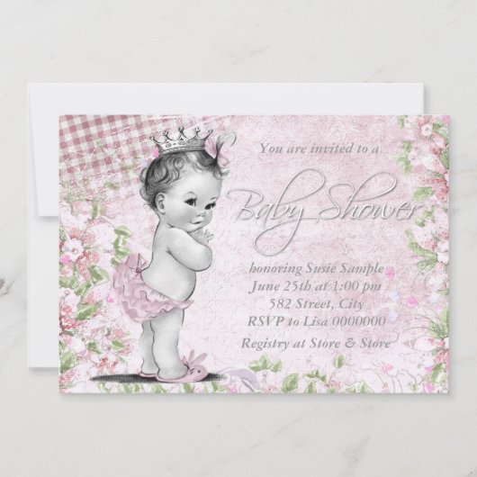 Schattig  roze Baby shower Kaart (Voorkant)