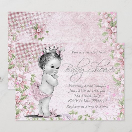 Schattig  roze Baby shower Kaart (Voorkant / Achterkant)