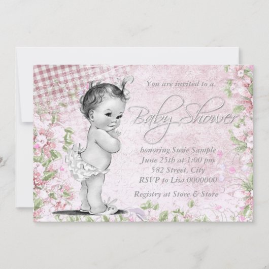 Schattig  roze Baby shower Kaart (Voorkant)