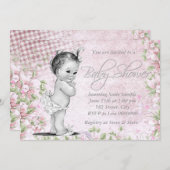 Schattig  roze Baby shower Kaart (Voorkant / Achterkant)