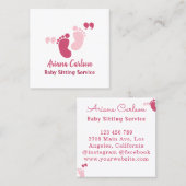 Schattig Roze Baby Sitter Kinderdagverblijf Vierkante Visitekaartje (Voorkant / Achterkant)