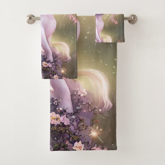 Schattig Roze Baby Unicorn Bad Handdoek (Insitu)