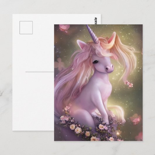 Schattig Roze Baby Unicorn Briefkaart (Voorkant / Achterkant)
