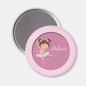 Schattig roze ballerina 1 aangepaste naam magneet (Voorkant / Achterkant)