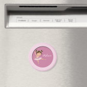 Schattig roze ballerina 1 aangepaste naam magneet (Insitu (Vaatwasser))