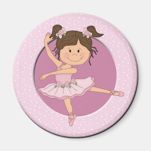 Schattig roze ballerina 1 aangepaste naam magneet (Voorkant)