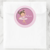 Schattig roze ballerina 4 aangepaste naam ronde sticker (Tas)