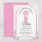 Schattig Roze Ballerina Party Kaart (Voorkant / Achterkant)