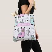 Schattig Roze & Blauwe Llama Canvas tas (Dichtbij)