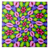 Schattig roze bloem patroon tegeltje (Voorkant)