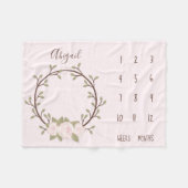 Schattig roze bloemenkrans Baby Milestone Fleece Deken (Voorkant (Horizontaal))