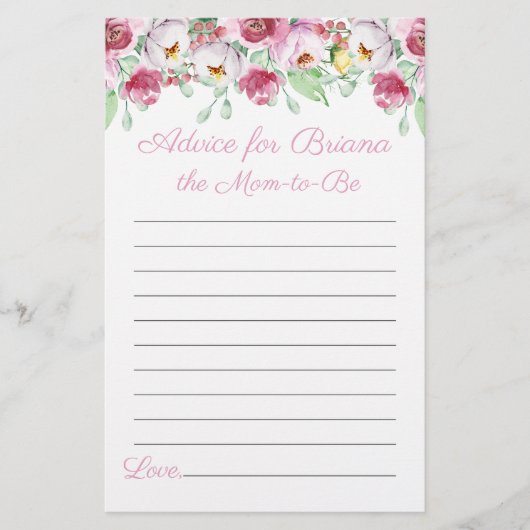 Schattig roze bloemenmeisje Baby shower spelletjes (Voorkant)