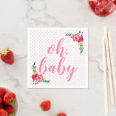 Schattig roze bloemig Oh Baby Baby shower Servet (Insitu)