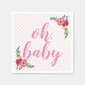 Schattig roze bloemig Oh Baby Baby shower Servet (Voorkant)