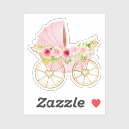 Schattig roze bloemige Baby kinderwagen Sticker