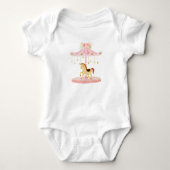 Schattig roze bloemige Baby Pony carrousel Romper (Voorkant)