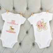 Schattig roze bloemige Baby Pony carrousel Romper
