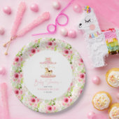 Schattig roze bloemige Pony carrousel Papieren Bordje (Feest)