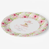 Schattig roze bloemige Pony carrousel Papieren Bordje (Gekanteld)