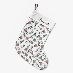 Schattig Roze Bloemmotief Naam Kleine Kerstsok
