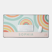 Schattig roze Boho regenboog Initialen Bureaumat (Keyboard & Muis)