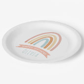 Schattig roze boho regenboog meisjes verjaardag papieren bordje (Gekanteld)