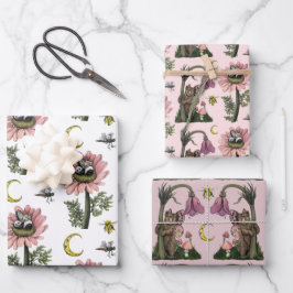 Schattig roze bos Beer feeën champignonbos Inpakpapier Vel