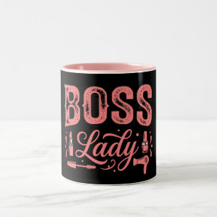 Schattig Roze Boss Lady-ontwerp Tweekleurige Koffiemok