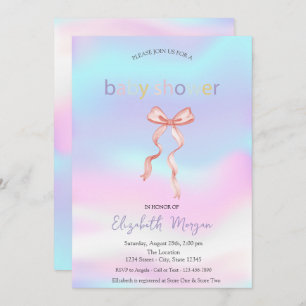 Schattig Roze Bow Holografisch Baby shower Kaart