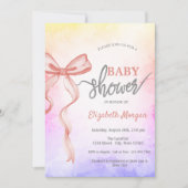 Schattig Roze Bow Ombre Baby shower Kaart (Voorkant)