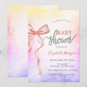 Schattig Roze Bow Ombre Baby shower Kaart (Voorkant / Achterkant)