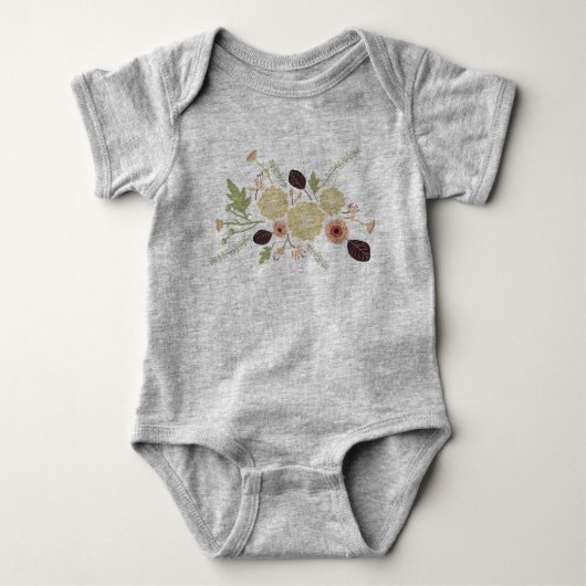 Schattig Roze Bruin Bloemmotief Romper (Voorkant)