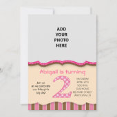 Schattig roze/bruin meisjes tweede verjaardag kaart (Voorkant)