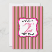 Schattig roze/bruin meisjes tweede verjaardag kaart (Achterkant)