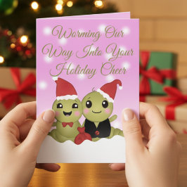 Schattig Roze Cartoon Kerstkarakter Feestdagen Kaart