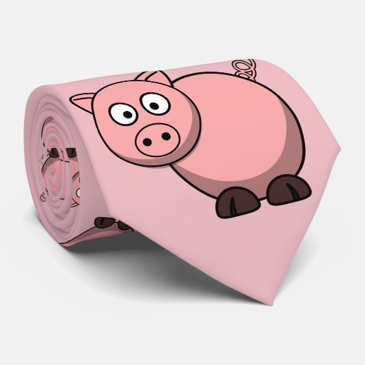 schattig roze cartoon varken voor boeren, of kinde stropdas (Opgerold)