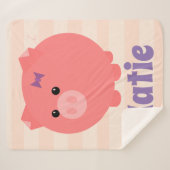 Schattig roze Chubby Pig Sherpa Blanket Deken (Voorkant (horizontaal))