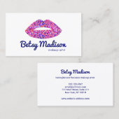 Schattig roze Confetti Lips Make-up Artiest Salon Visitekaartje (Voorkant / Achterkant)