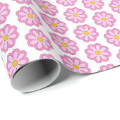 Schattig roze Daisy Bloem Cadeaupapier (Rol Hoek)